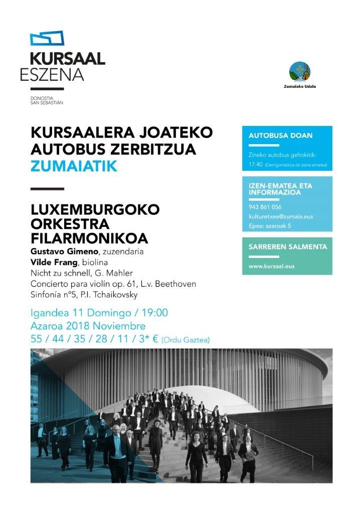 Luxenburgoko Orkestra Sinfonikoa Kursaalera ikustera joateko autobusean izena emateko azken egunak