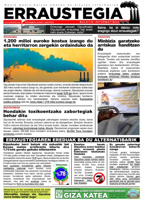 Erraustegiaren Aurkako 600 boluntariok 225.000 informazio-orri banatuko dituzte asteburuan