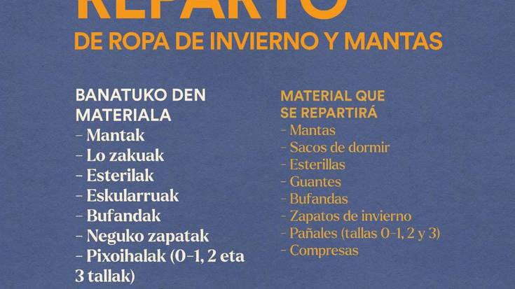 Neguko arropa eta manta banaketa