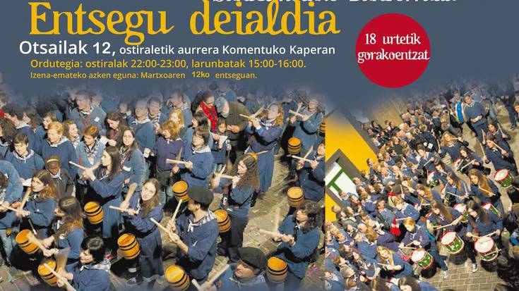 Santelmotako helduen danborradaren entseguak datorren ostiralean hasiko dira