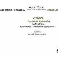 Hitzaldia: 'Europa. Fiscalidad y desigualdad'