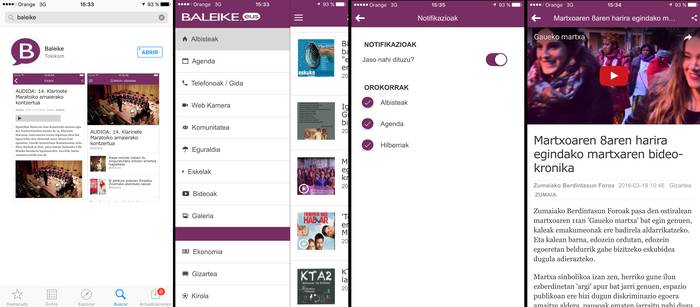 Zumaia patrikan Baleikeren aplikazio berriarekin
