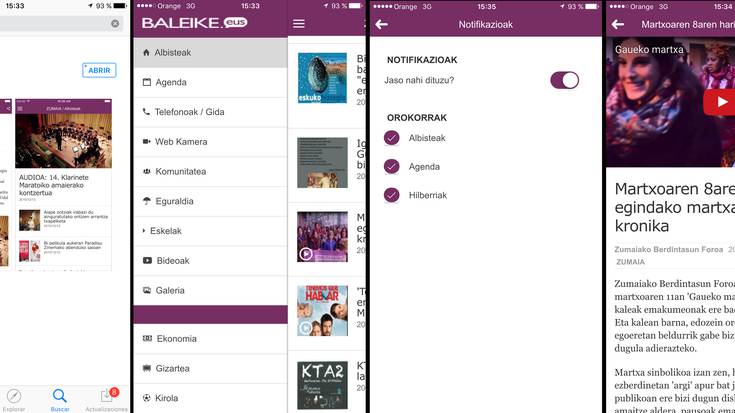 Zumaia patrikan Baleikeren aplikazio berriarekin