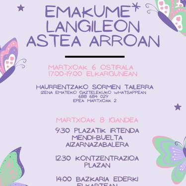 M8 Arroabean: kalejira aldarrikatzailea eta sormen tailerra