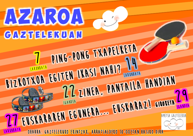 GAZTELEKUA. Azaroa gaztelekuan! Zatoz!