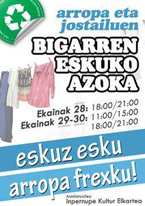 Bigarren eskuko arropen eta jostailuen azoka egingo da asteburuan