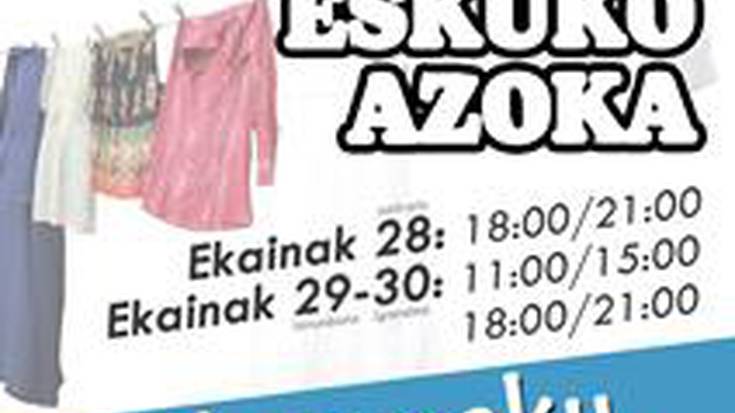 Bigarren eskuko arropen eta jostailuen azoka egingo da asteburuan