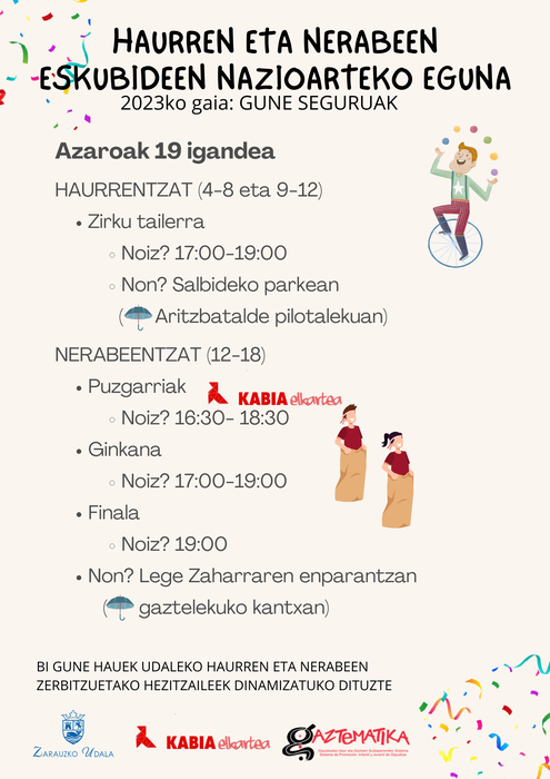 Haurren eta Nerabeen Eskubideen Nazioarteko Eguna: Puzgarriak eta ginkana