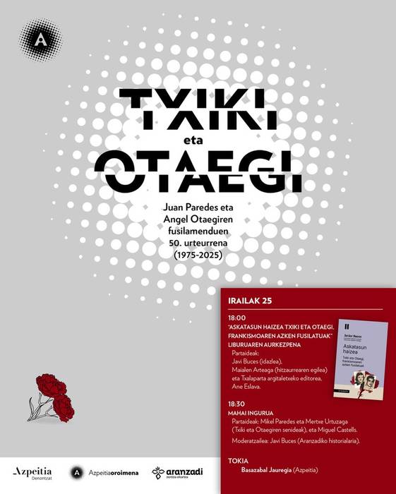 Txiki eta Otaegiren fusilamenduaren 50. urteurrena: liburu aurkezpena eta mahai ingurua