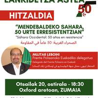 Hitzaldia: 'Mendebaldeko Sahara, 50 urte erresistentzian'