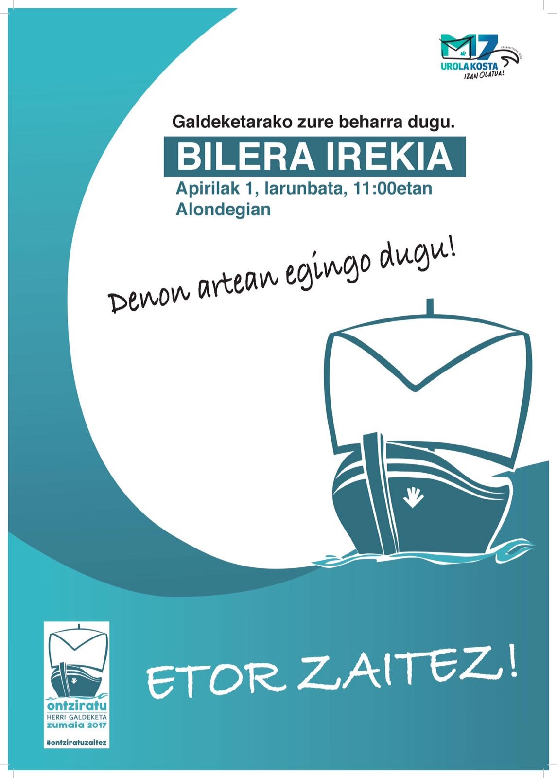 Bilera irekia egingo du Ontziratuk larunbatean