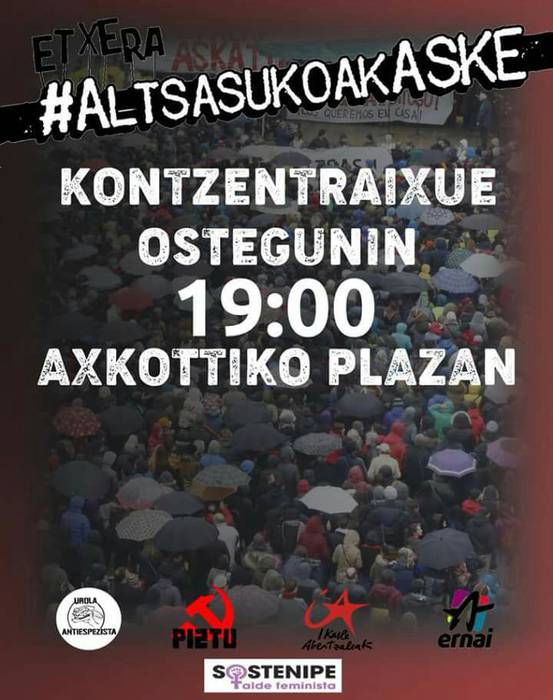 Elkarretaratzea egingo dute bihar Azkoitian, Altsasuko atxiloketak salatzeko
