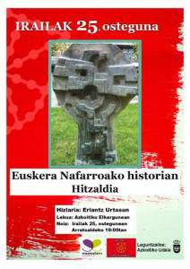 Erlantz Urtasunen hitzaldia gaur: euskara Nafarroako historian