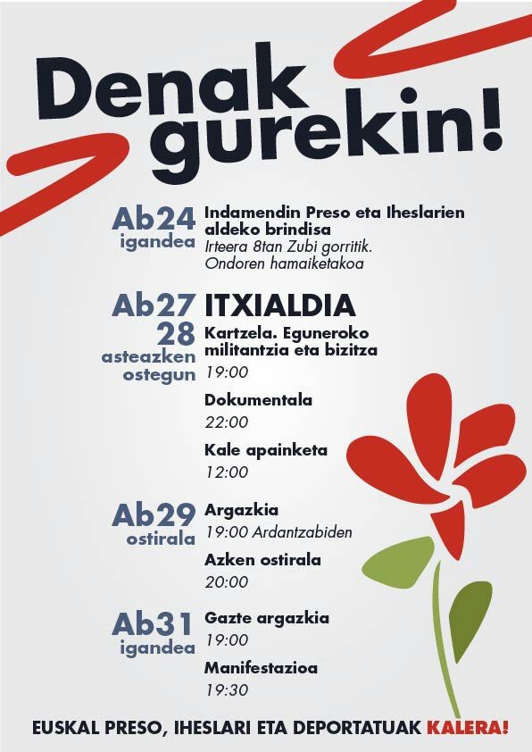 Presoen eta iheslarien aldeko ekintzak egingo dira Gabonetan