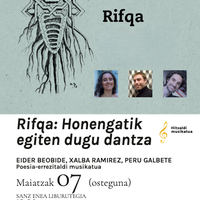 Poesia errezitaldia: 'Rifqa: Honengatik egiten dugu dantza' poesia errezitaldia
