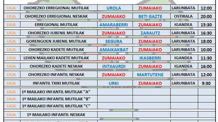 Igoeratako asteburua.