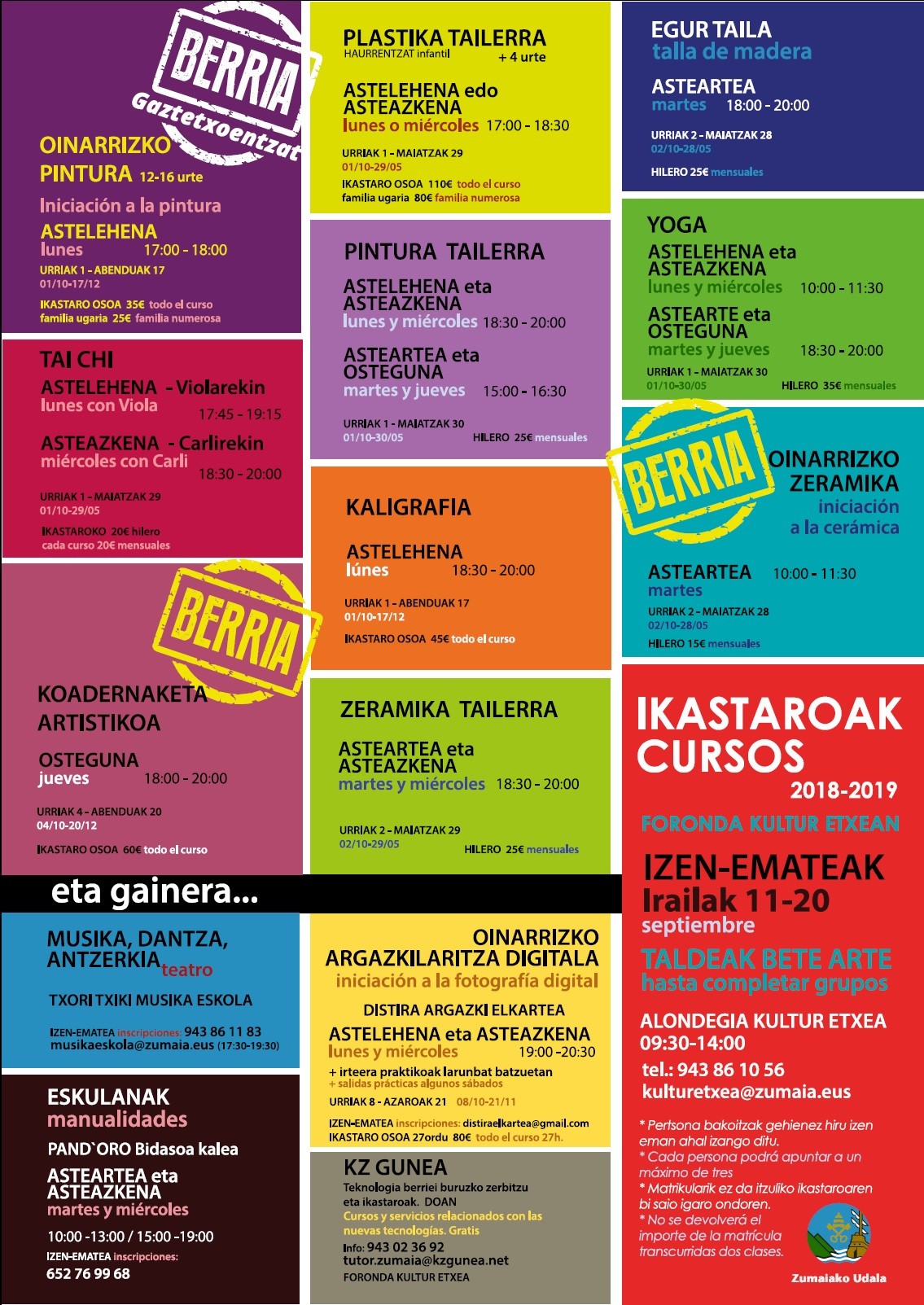 Ostegunean amaituko da Forondako ikastaroetan izena emateko epea