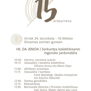 Kulturaz kooperatibaren 15. urteurrena: 'Hil da Jenioa' jardunaldia