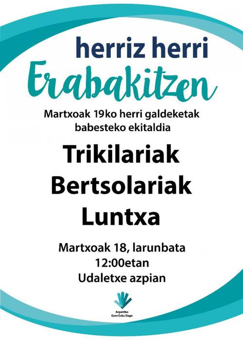 Azpeitiko Gure Esku Dagok festa antolatu du martxoaren 19an hainbat herritan egingo diren galdeketak babesteko