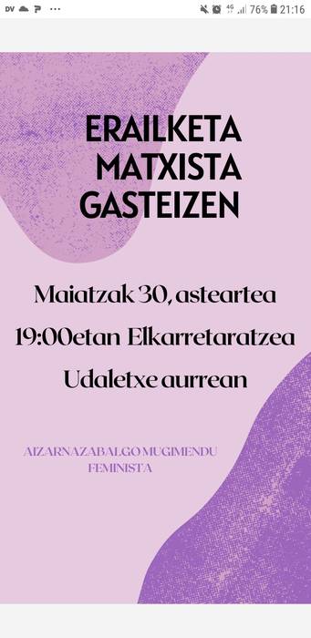 Gasteizko hilketa matxistaren kontrako elkarretaratzea