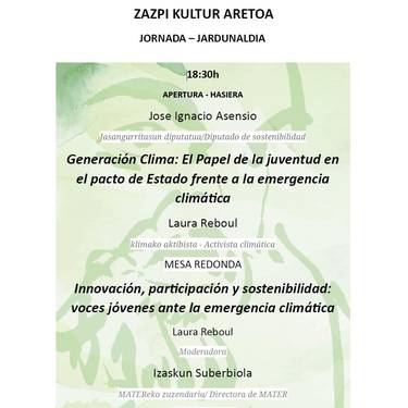 Jardunaldia: 'Klima belaunaldia: Gazteriaren Papera Estatu Itunean'