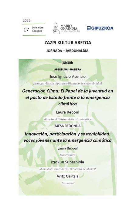 Jardunaldia: 'Klima belaunaldia: Gazteriaren Papera Estatu Itunean'