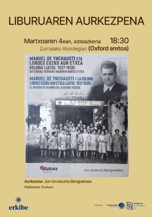 'Manuel de Ynchausti eta Lurdes Euzko Aur-Etxea kolonia (Jatsu, 1937-1939)' liburuaren aurkezpena