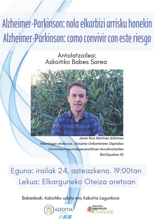 Hitzaldia: 'Alzheimerra-Parkinsona: nola elkarbizi arrisku honekin'