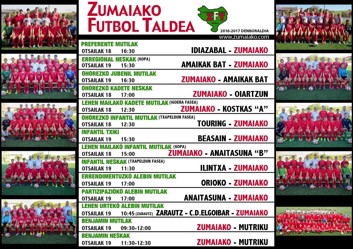 Astebukaerako Zumaiako Futbol Taldearen partiduak  