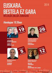 Datorren astean hasiko da 'Euskara, bestela ez gara' hitzaldi zikloa