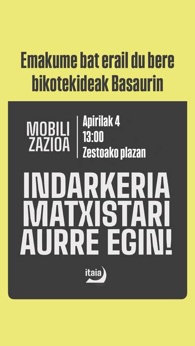 Elkarretaratzea: 'Indarkeria matxistari aurre egin!'