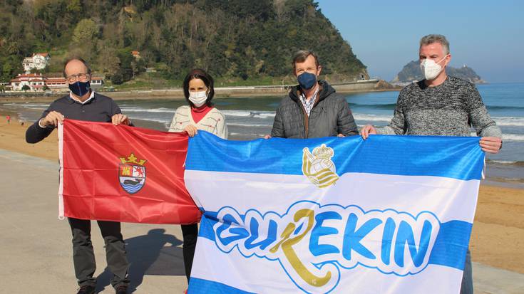 Zarauzko bandera jaso du Realak Sevillako finalera eramateko