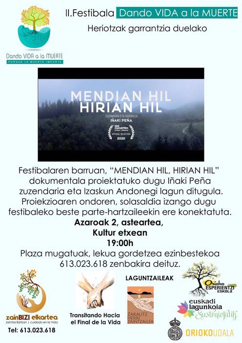 'Mendian hil, hirian hil' filma