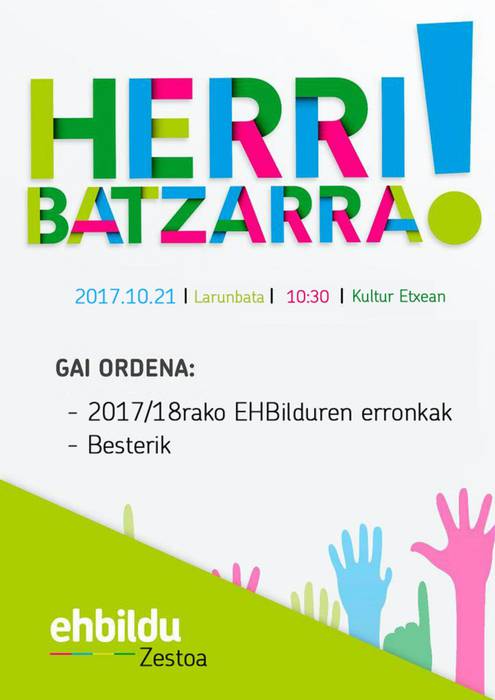 Zestoako EH Bilduk batzarra deitu du hilaren 21erako