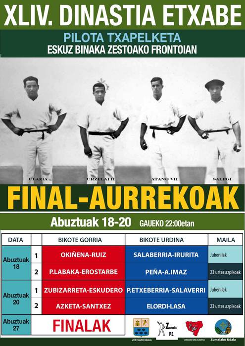 Dinastia Etxabeko finalaurrekoak jokatuko dira datorren astean