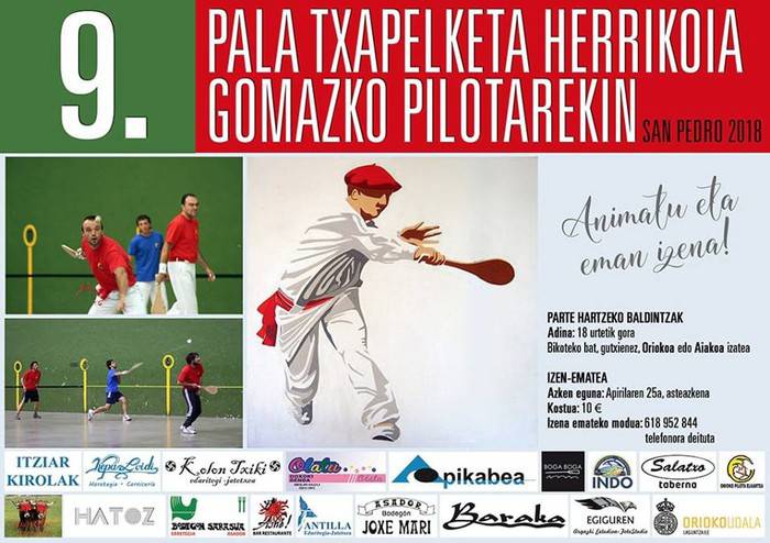 Orioko Sanpedrotako gomazko pala txapelketa herrikoian parte hartzeko epea, zabalik