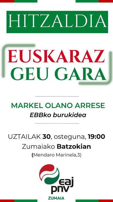 Markel Olanoren hitzaldia: 'Euskaraz geu gara'