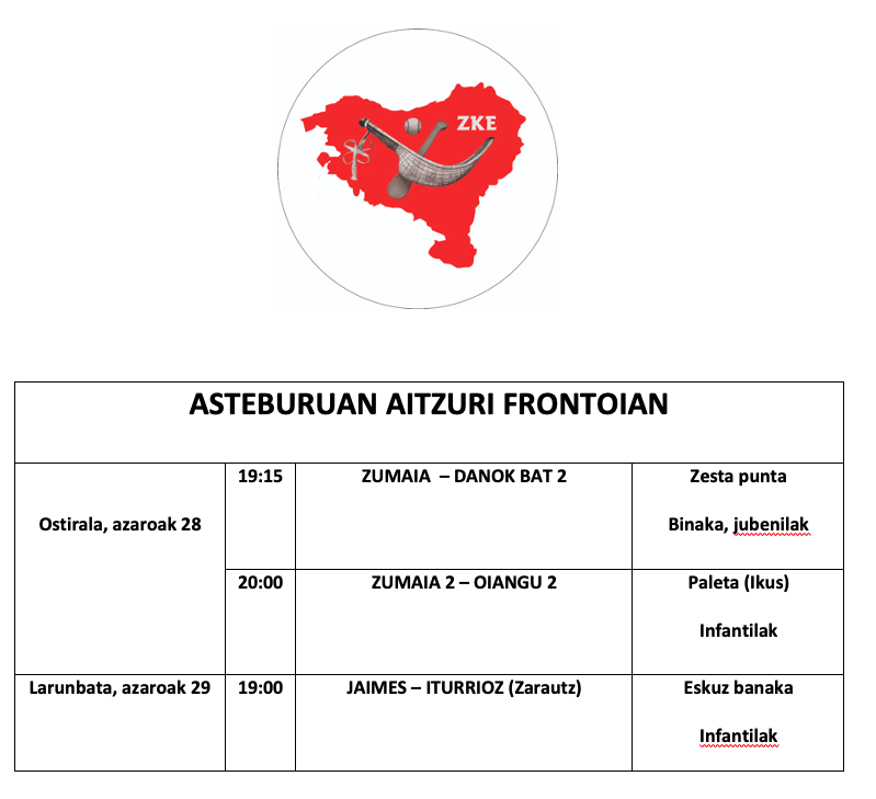 Aste honetako pilota partidak