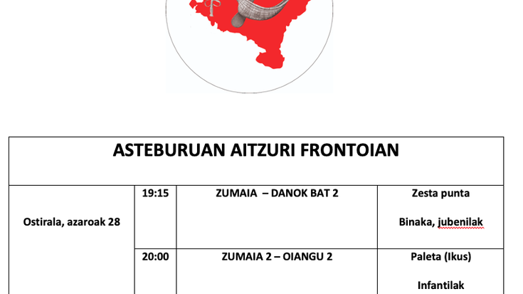 Aste honetako pilota partidak