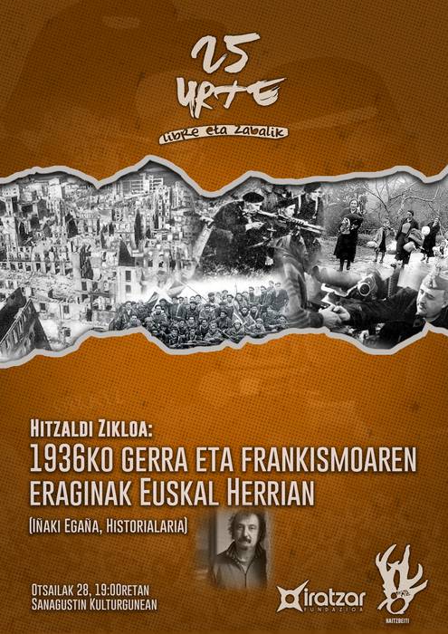 Hitzaldi zikloa antolatu du Azpeitiko Orkatz kultur elkarteak, 25. urteurrenaren bueltan