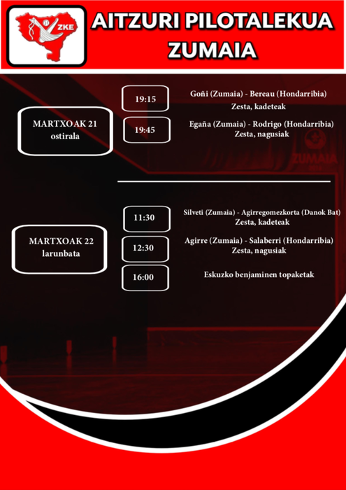Aste honetako pilota partidak