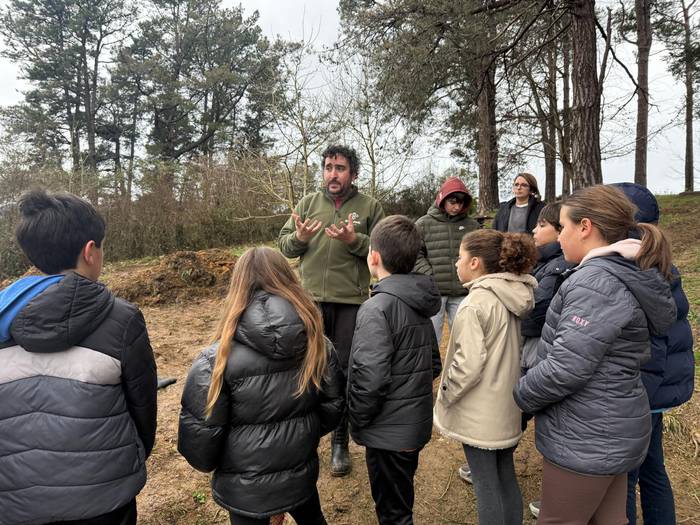 Auzolanari ekin aurretik, ikasleak aritu dira Floreagan urmaela prestatzeko lanetan