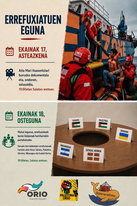 Munduko Errefuxiatuen Eguna: Aita Mari itsasontziaren dokumentala eta solasaldia
