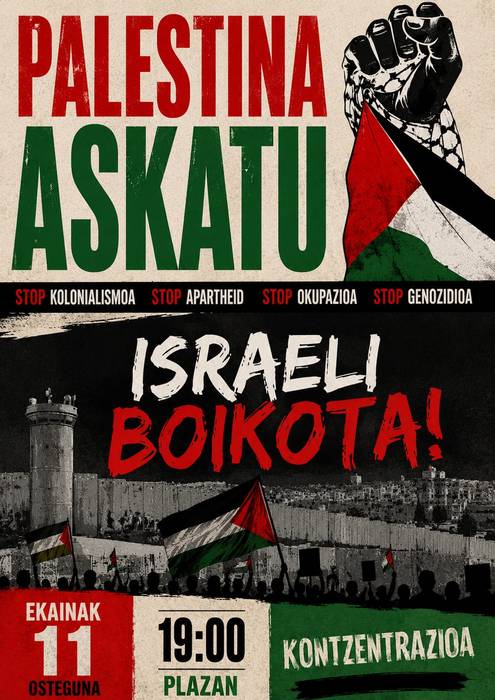 Elkarretaratzea: 'Palestina askatu. Israeli boikota!'