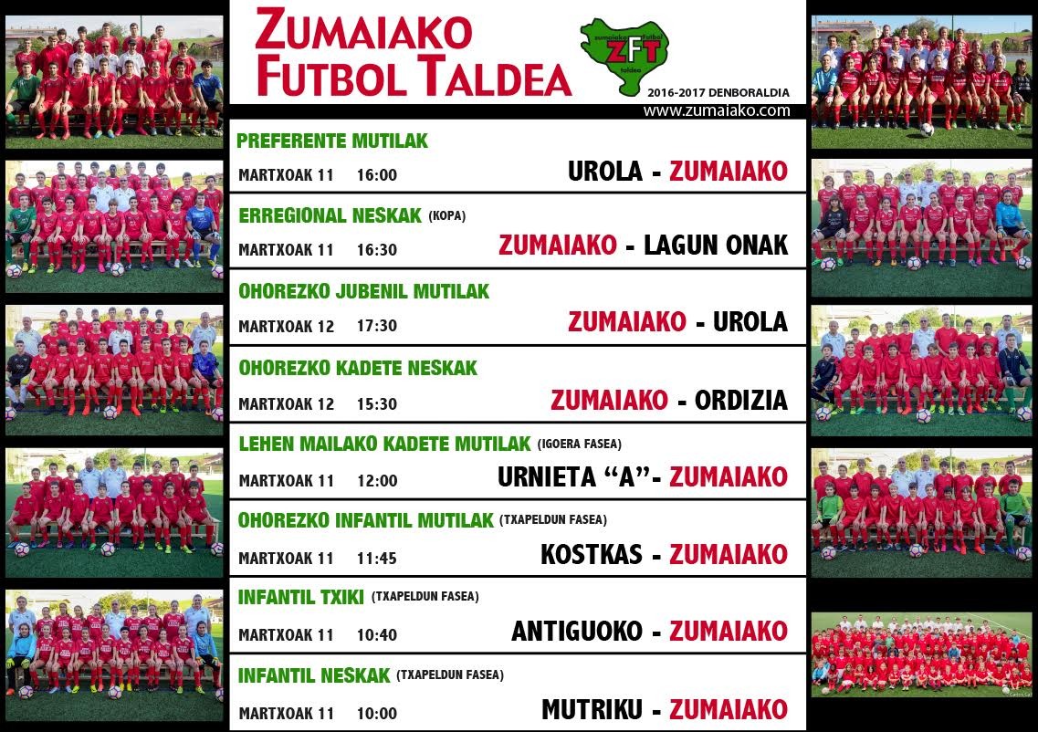 Astebukaerako Zumaiko Futbol Taldearen partiduak  