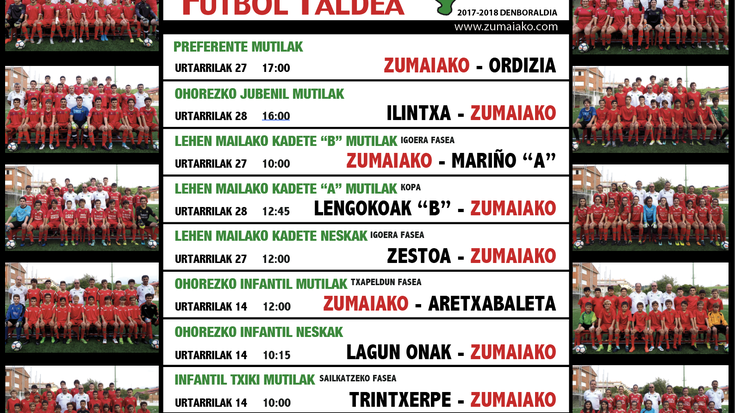 ​Astebukaerako Zumaiko Futbol Taldearen partiduak  