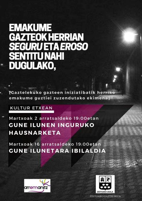 Zestoako gune ilunak lantzeko batzarra egingo dute gaur, 19:00etan, Kultur Etxean