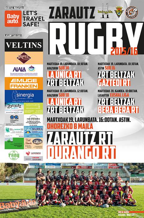 Durango izango du Zarautz Rugby Taldeak aurrez aurre larunbatean
