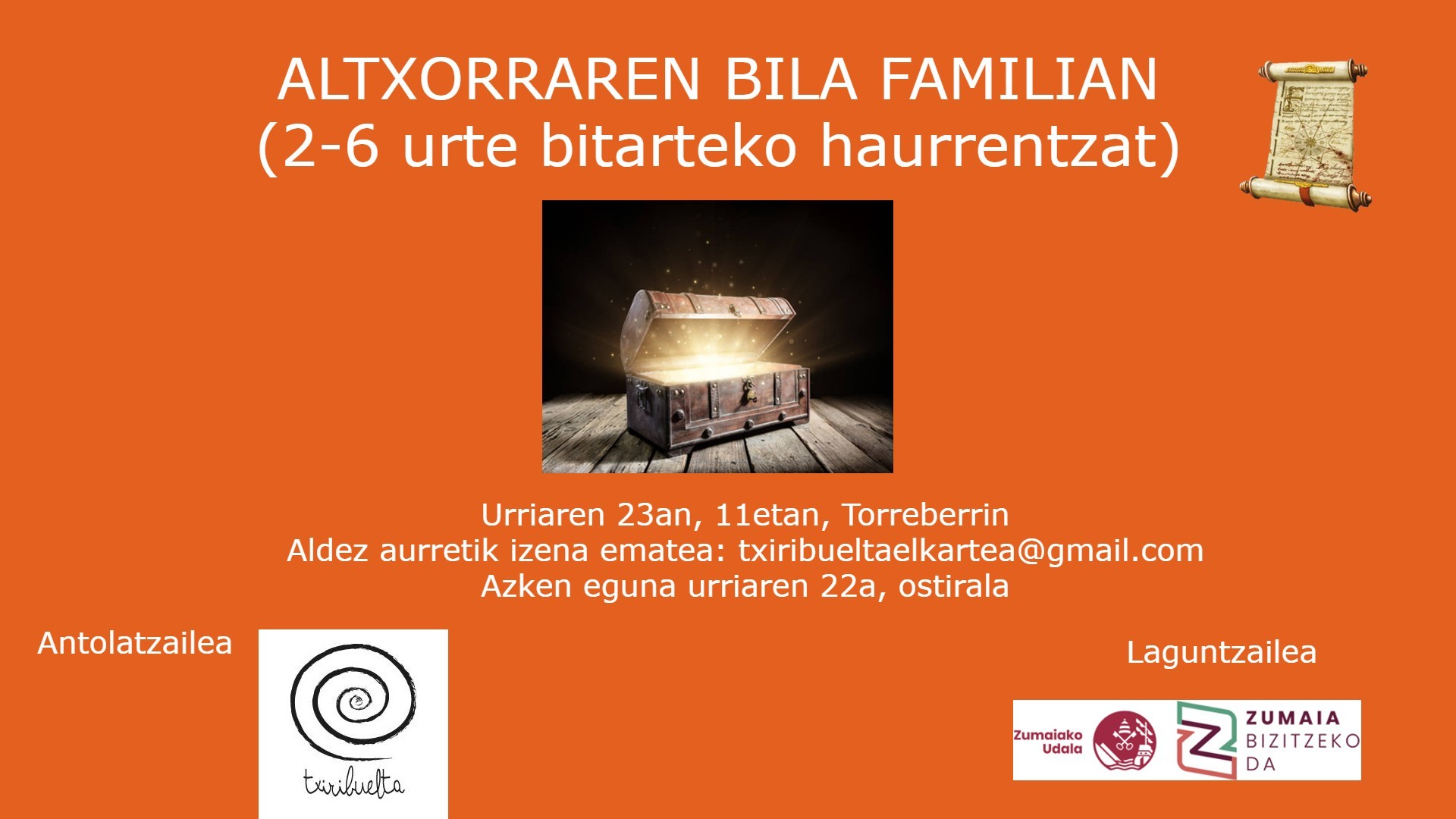'Altxorraren bila familian', 2-6 urte arteko haurren familientzat