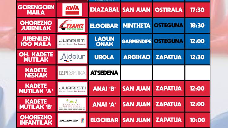 Azaroak 1,2 eta 3 egunetako futbol partidak